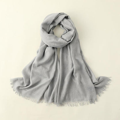 Women's Fashion Artistic Solid Color Cotton and Linen Scarf myETYN