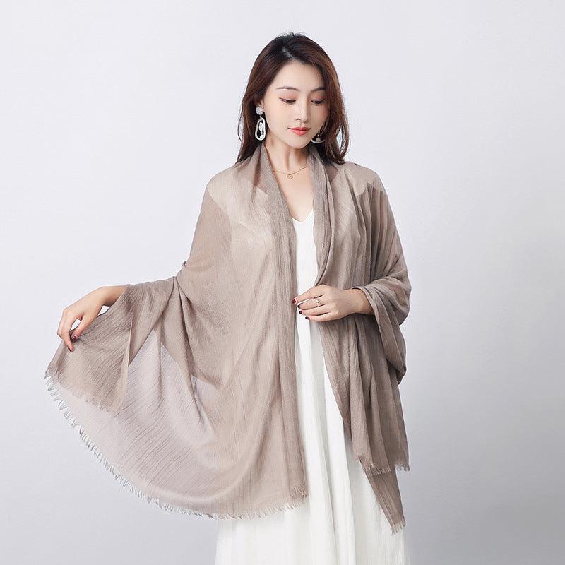 Women's Fashion Artistic Solid Color Cotton and Linen Scarf myETYN