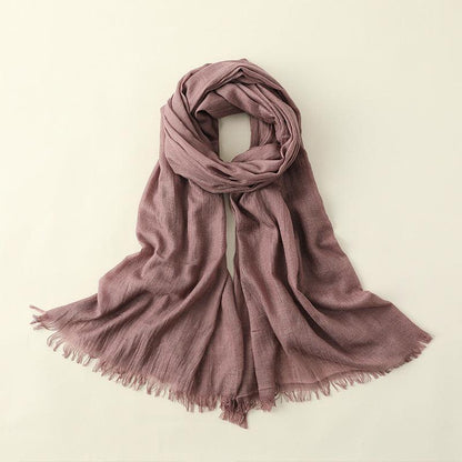 Women's Fashion Artistic Solid Color Cotton and Linen Scarf myETYN