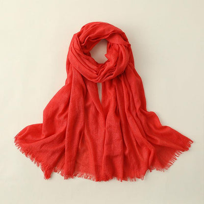 Women's Fashion Artistic Solid Color Cotton and Linen Scarf myETYN