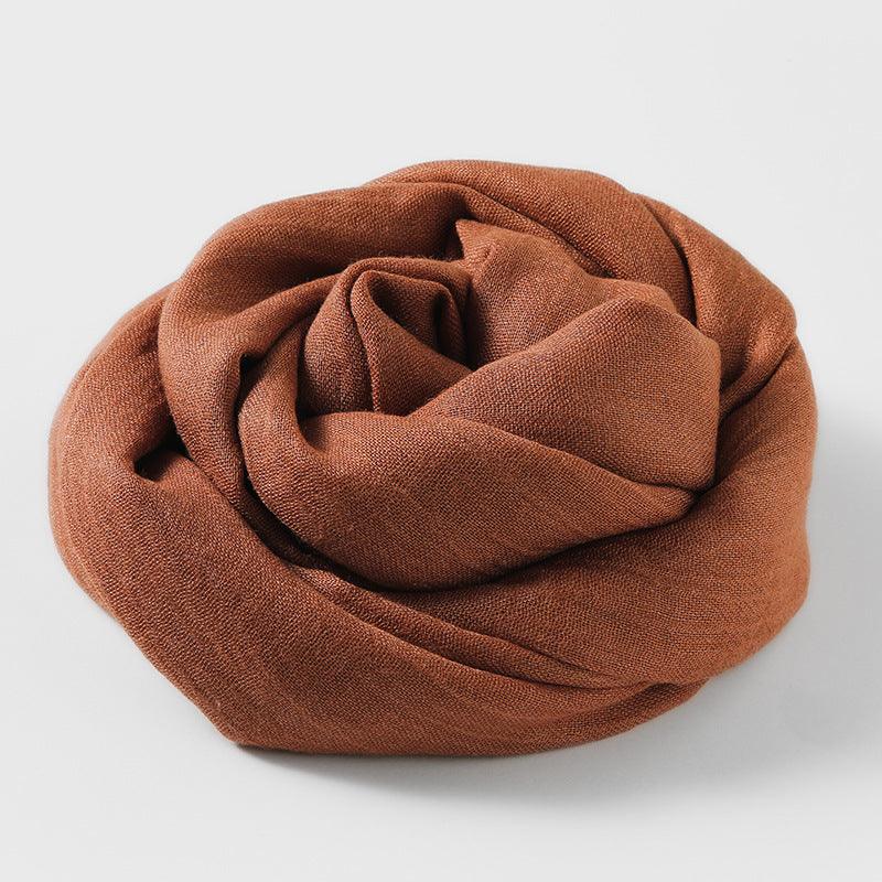 Women's Fashion Artistic Solid Color Cotton and Linen Scarf myETYN