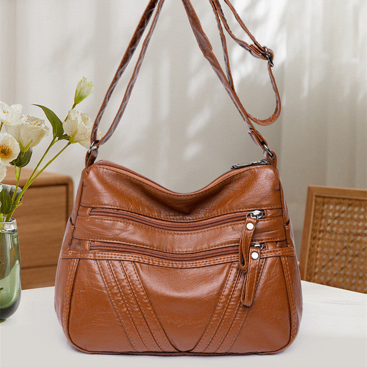 Women's Fashion Casual Crossbody Soft Leather Multi-pocket Shoulder Bag myETYN