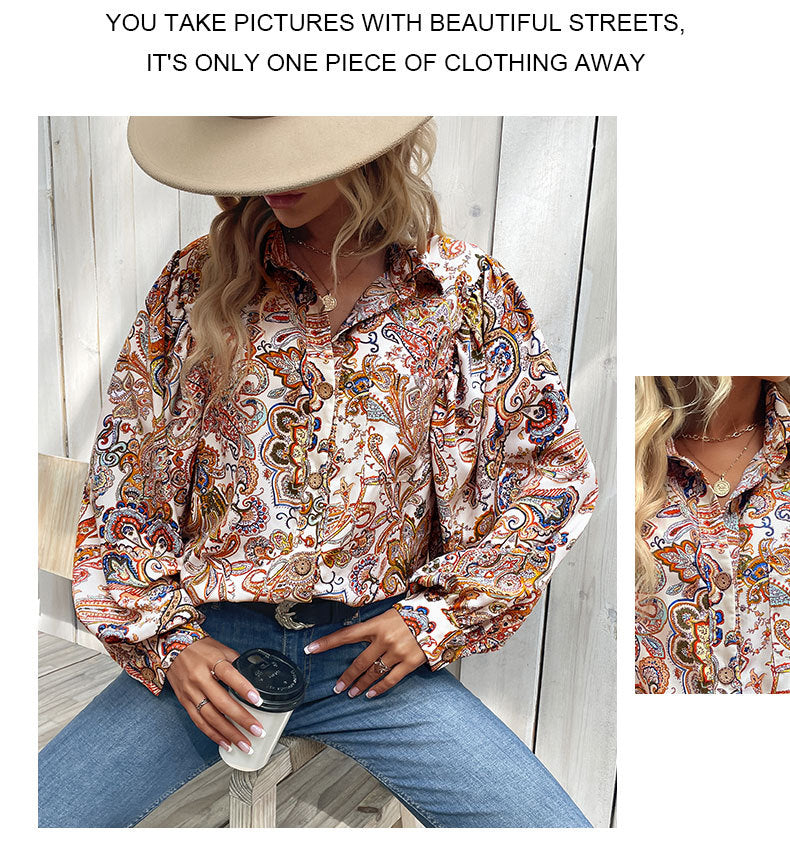 Women's Fashion Casual Loose Printed Shirt myETYN