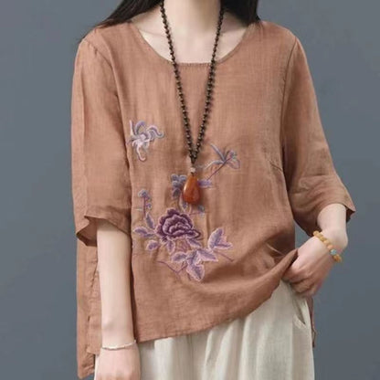 Women's Fashion Loose Cotton And Linen Tops myETYN