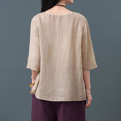 Women's Fashion Loose Cotton And Linen Tops myETYN