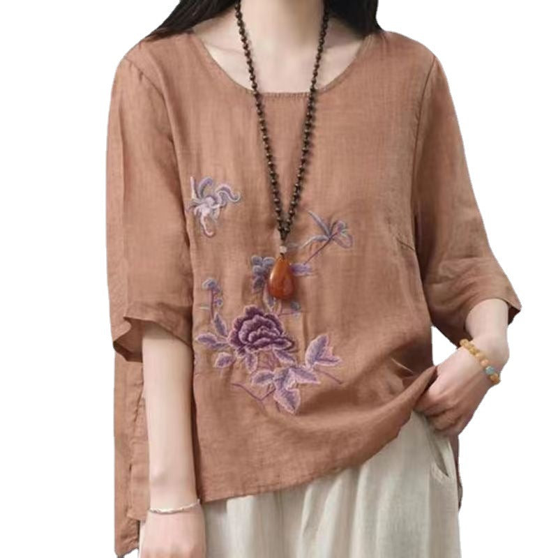 Women's Fashion Loose Cotton And Linen Tops myETYN