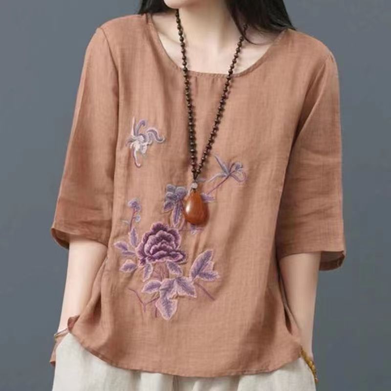 Women's Fashion Loose Cotton And Linen Tops myETYN