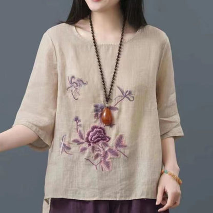 Women's Fashion Loose Cotton And Linen Tops myETYN