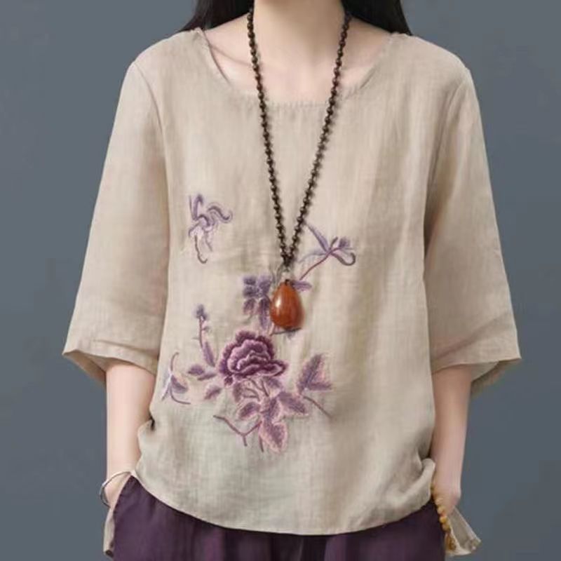 Women's Fashion Loose Cotton And Linen Tops myETYN