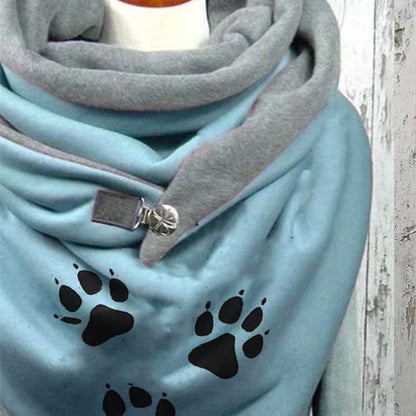 Women's Fashion Simple Cotton Printed Warm Button Scarf myETYN