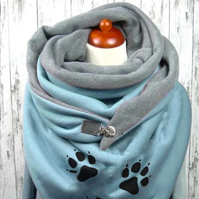 Women's Fashion Simple Cotton Printed Warm Button Scarf myETYN