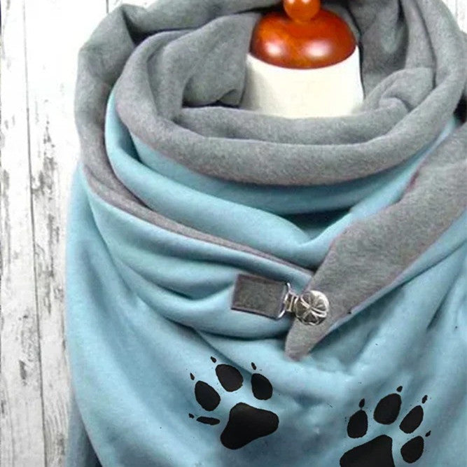 Women's Fashion Simple Cotton Printed Warm Button Scarf myETYN