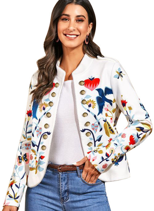 Women's Fashion Temperament Commute Cardigan Printed Coat myETYN