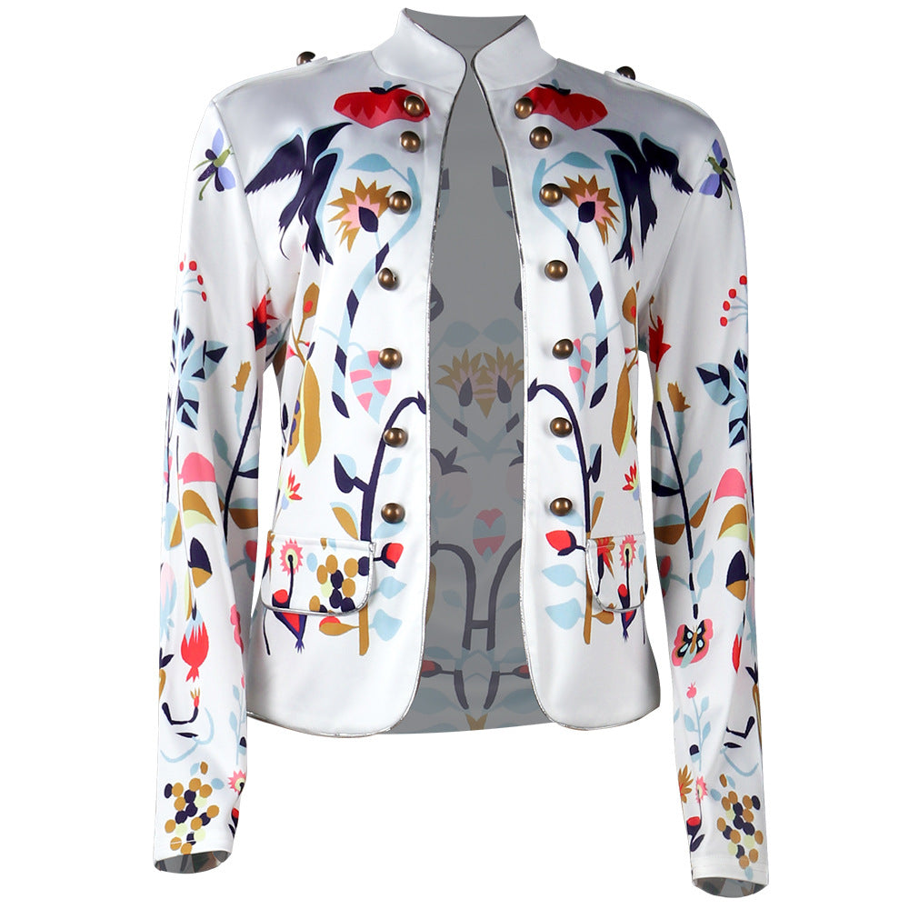 Women's Fashion Temperament Commute Cardigan Printed Coat myETYN