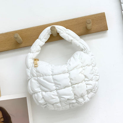 Women's Fashionable Pleated Puff Cloud Plaid Handbag myETYN