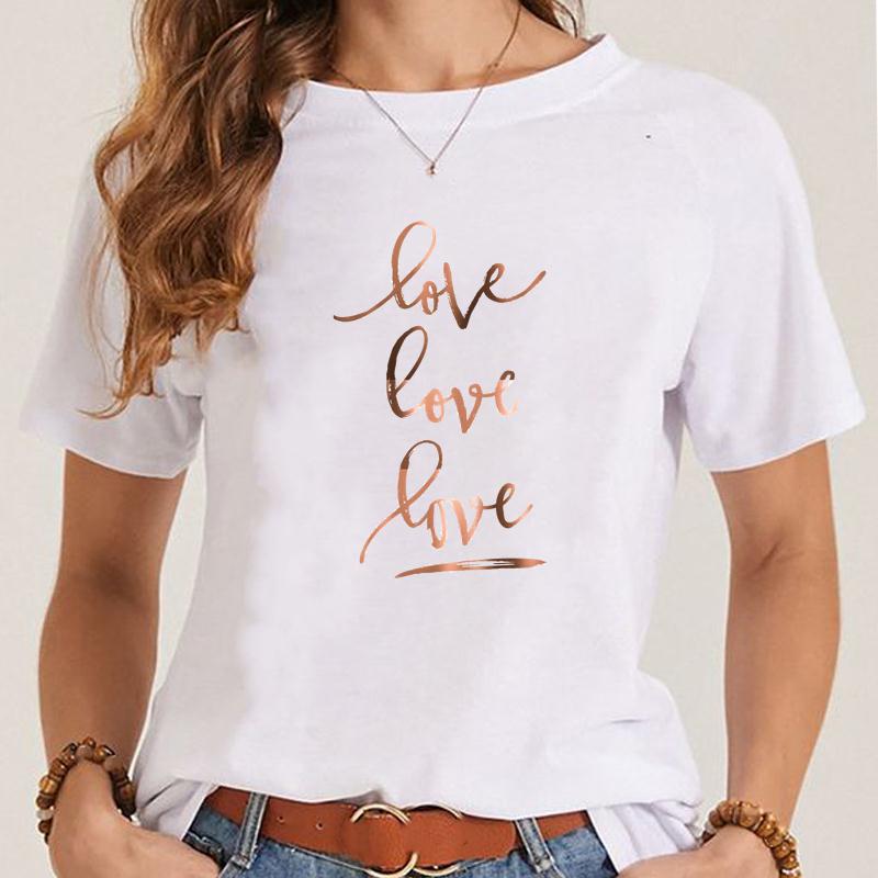 Women's Fashionable Simple Printed Short-sleeved T-shirt myETYN