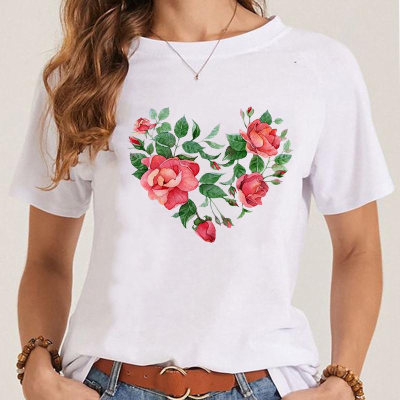 Women's Fashionable Simple Printed Short-sleeved T-shirt myETYN