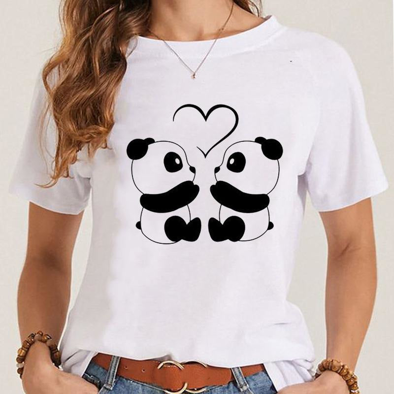 Women's Fashionable Simple Printed Short-sleeved T-shirt myETYN