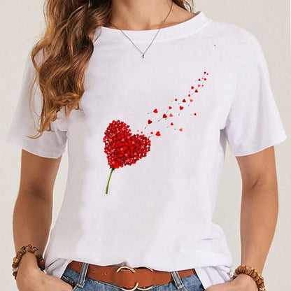 Women's Fashionable Simple Printed Short-sleeved T-shirt myETYN