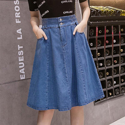 Women's High Waist Denim Bust A-line Skirt myETYN