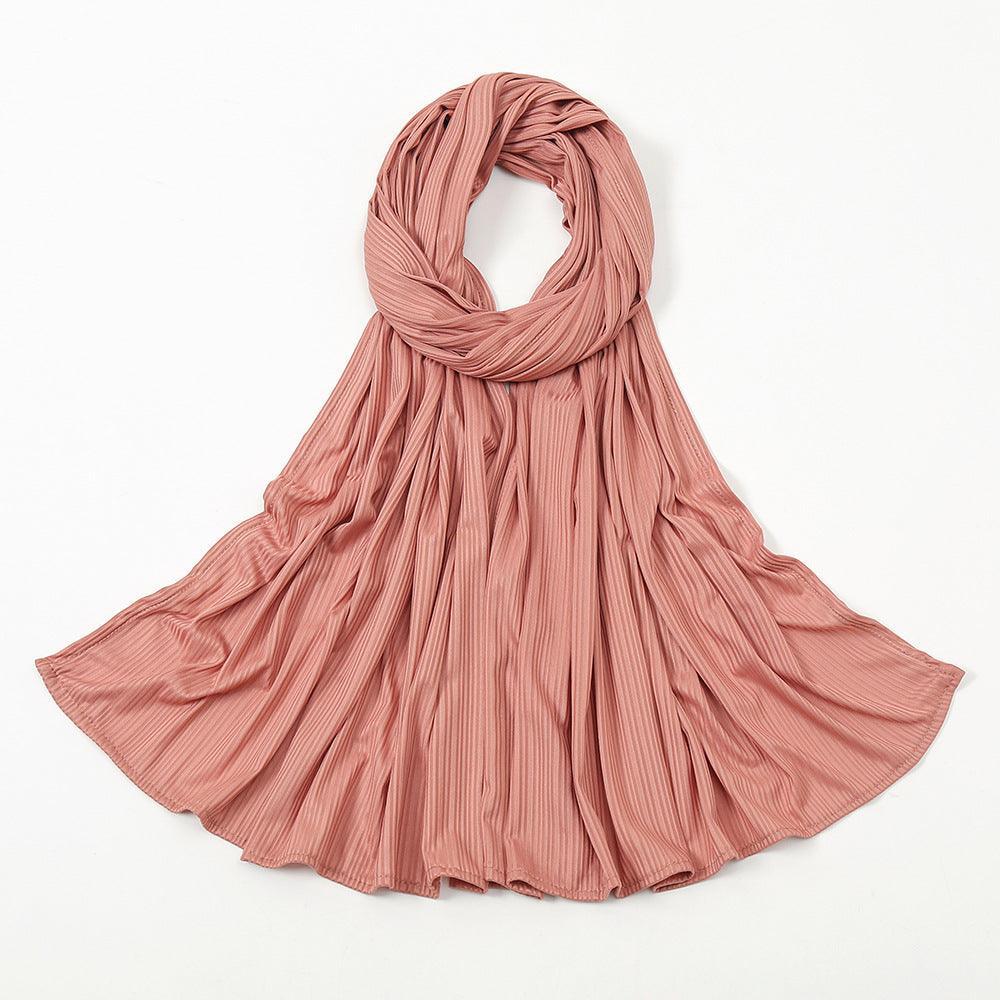 Women's Knitted Thread Cotton Striped Solid Color Scarf myETYN