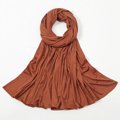 Women's Knitted Thread Cotton Striped Solid Color Scarf myETYN