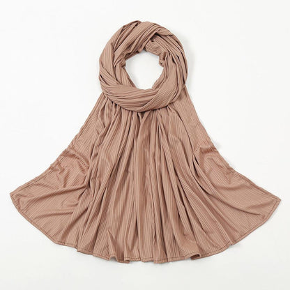 Women's Knitted Thread Cotton Striped Solid Color Scarf myETYN