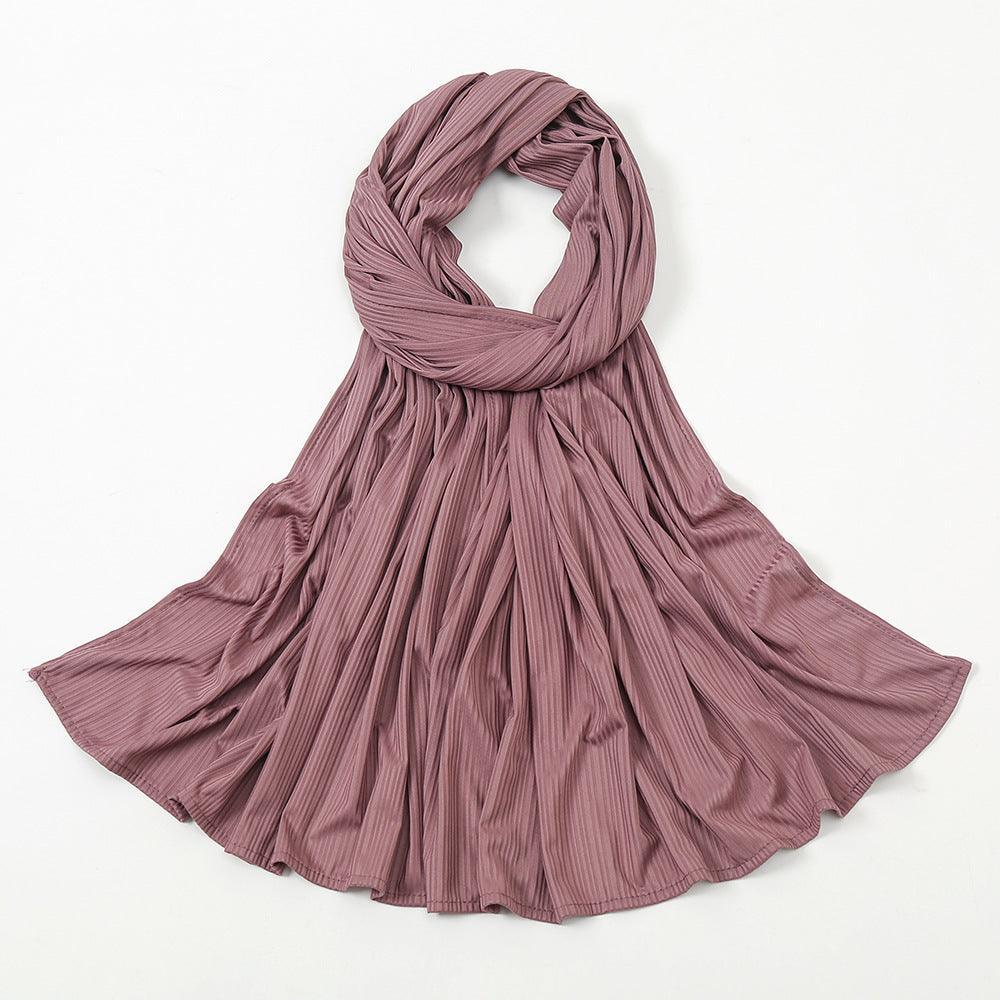 Women's Knitted Thread Cotton Striped Solid Color Scarf myETYN