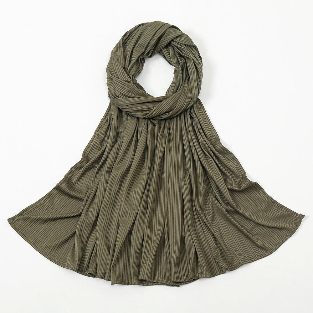 Women's Knitted Thread Cotton Striped Solid Color Scarf myETYN