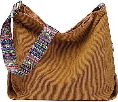 Women's Large Crossbody Fashion Corduroy Retro Hobo Fashion Shoulder Bag myETYN