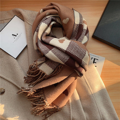 Women's Love Thickened Checked Scarf myETYN