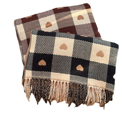 Women's Love Thickened Checked Scarf myETYN