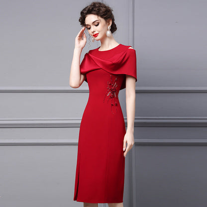 Women's Patchwork Waist Closure Shows Thin Mid Length Dress Skirt myETYN