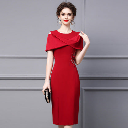 Women's Patchwork Waist Closure Shows Thin Mid Length Dress Skirt myETYN