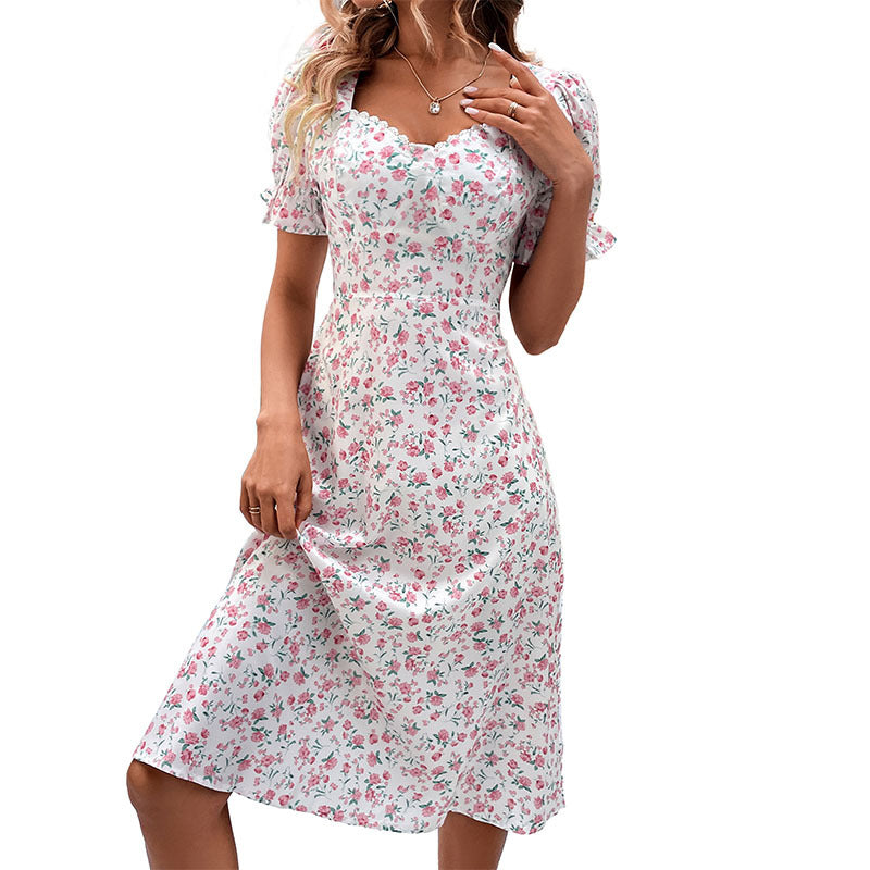 Women's Ruffle Sleeve Printed Dress myETYN