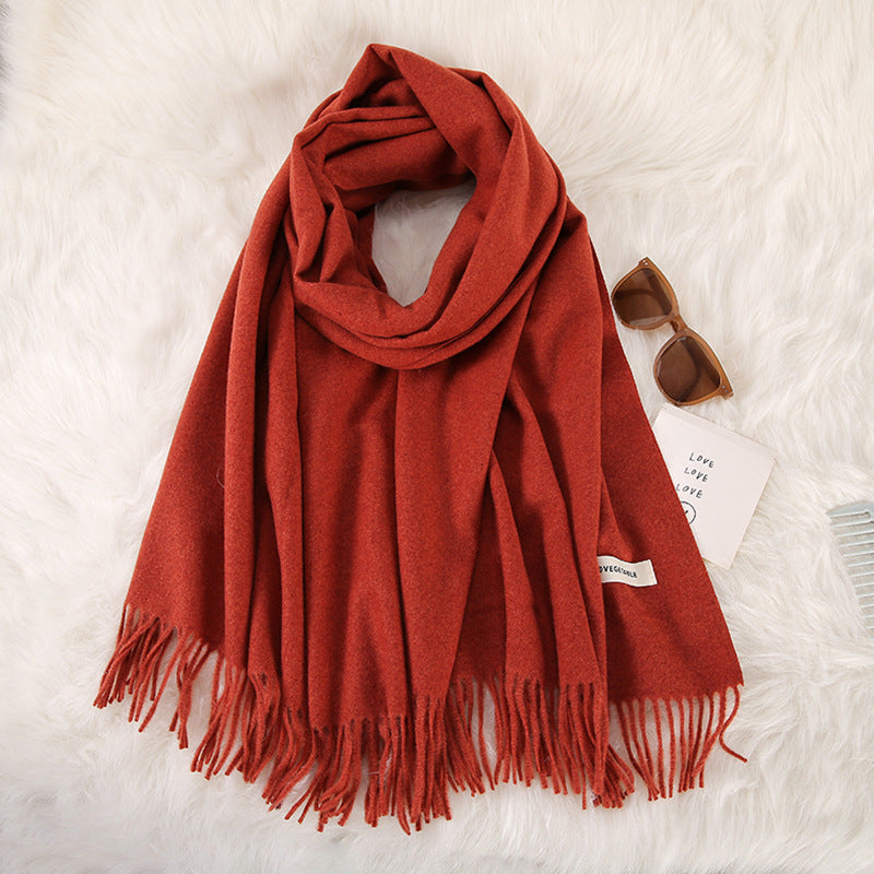 Women's Stylish Double-Sided Cashmere Tassel Scarf myETYN