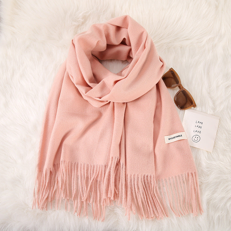 Women's Stylish Double-Sided Cashmere Tassel Scarf myETYN