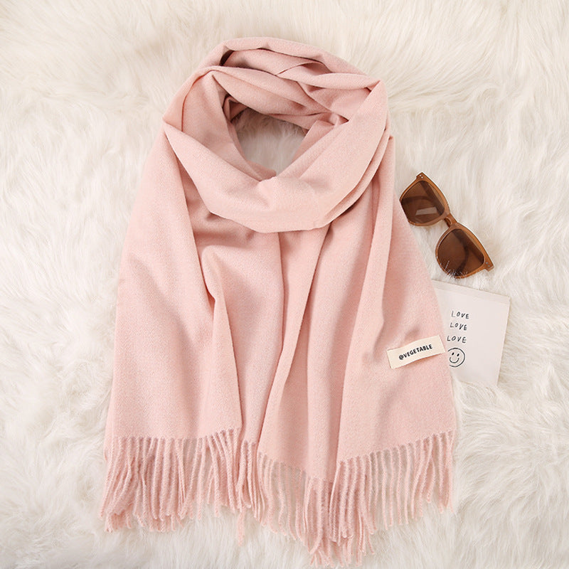 Women's Stylish Double-Sided Cashmere Tassel Scarf myETYN