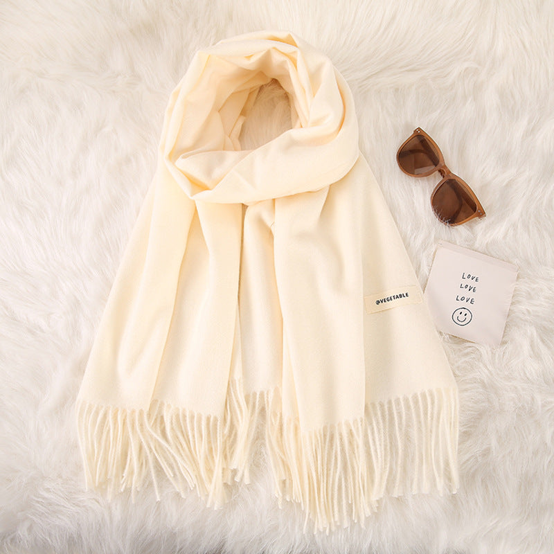 Women's Stylish Double-Sided Cashmere Tassel Scarf myETYN