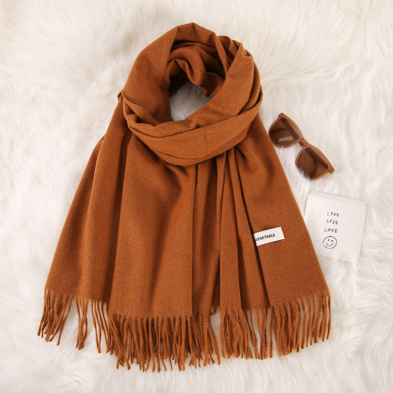 Women's Stylish Double-Sided Cashmere Tassel Scarf myETYN