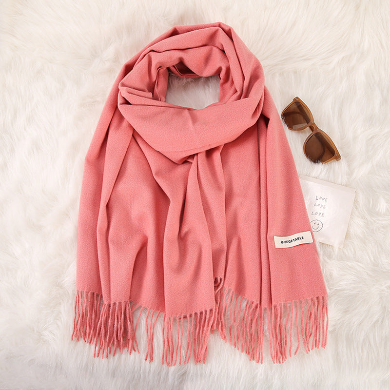 Women's Stylish Double-Sided Cashmere Tassel Scarf myETYN