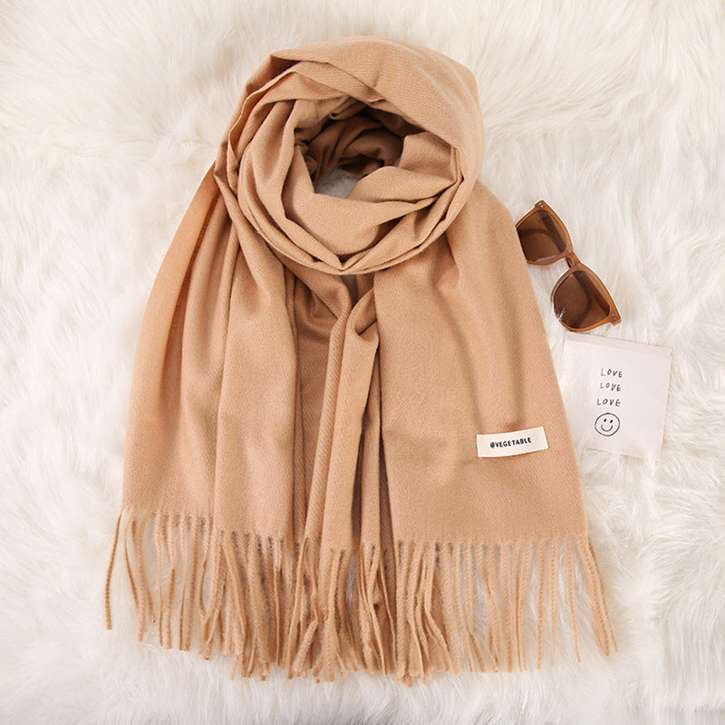 Women's Stylish Double-Sided Cashmere Tassel Scarf myETYN