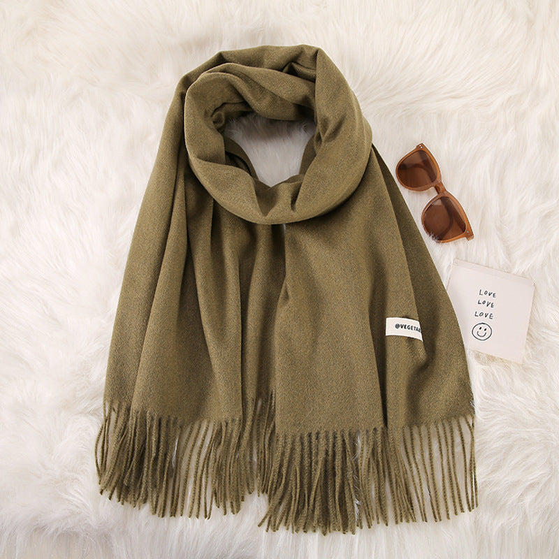 Women's Stylish Double-Sided Cashmere Tassel Scarf myETYN