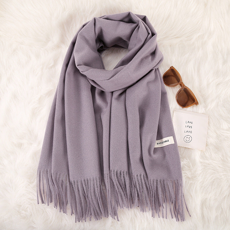 Women's Stylish Double-Sided Cashmere Tassel Scarf myETYN