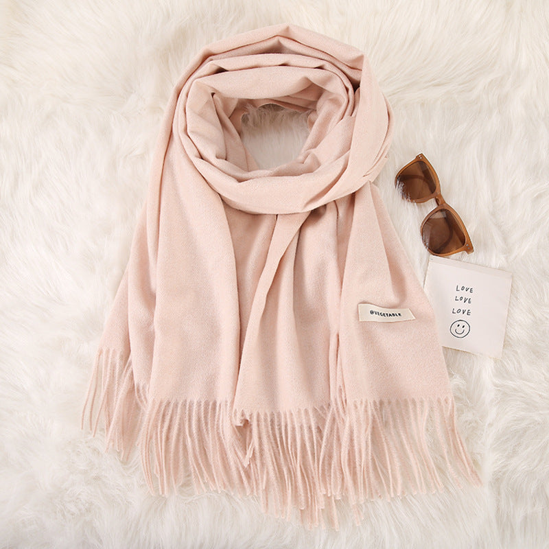 Women's Stylish Double-Sided Cashmere Tassel Scarf myETYN