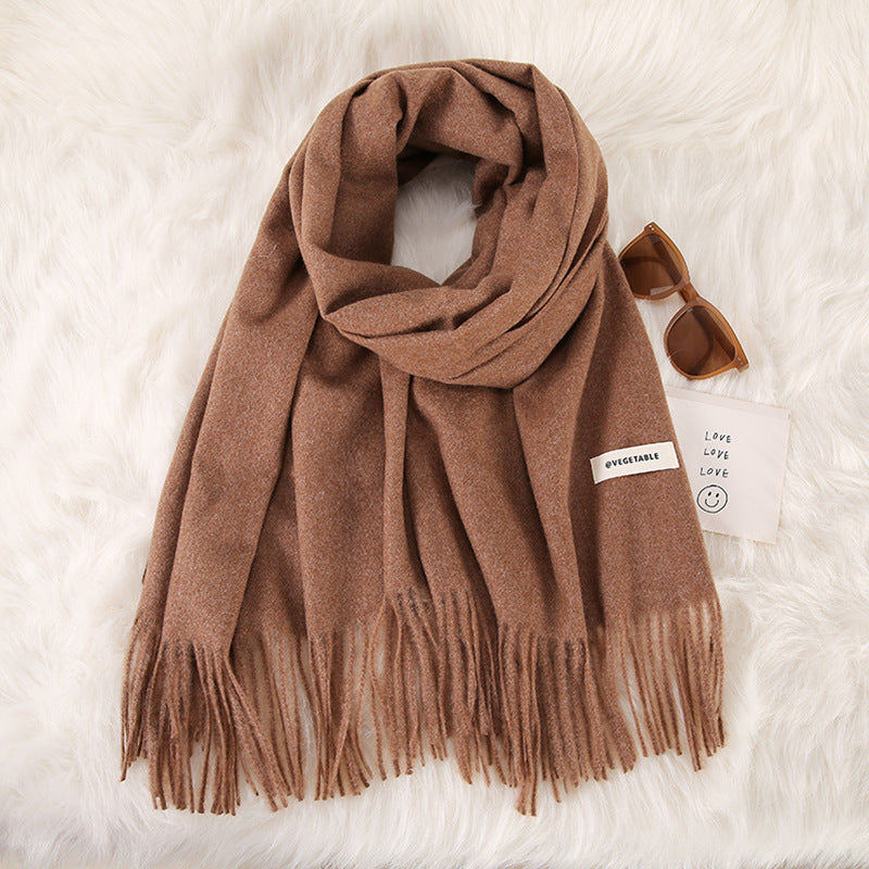 Women's Stylish Double-Sided Cashmere Tassel Scarf myETYN