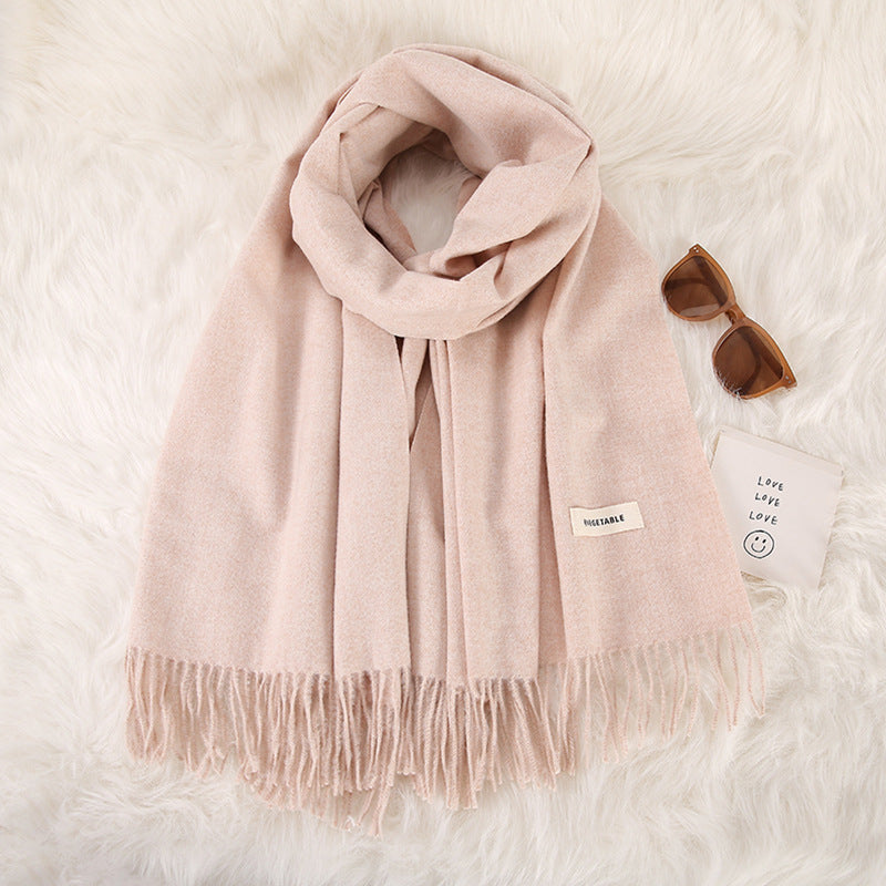 Women's Stylish Double-Sided Cashmere Tassel Scarf myETYN