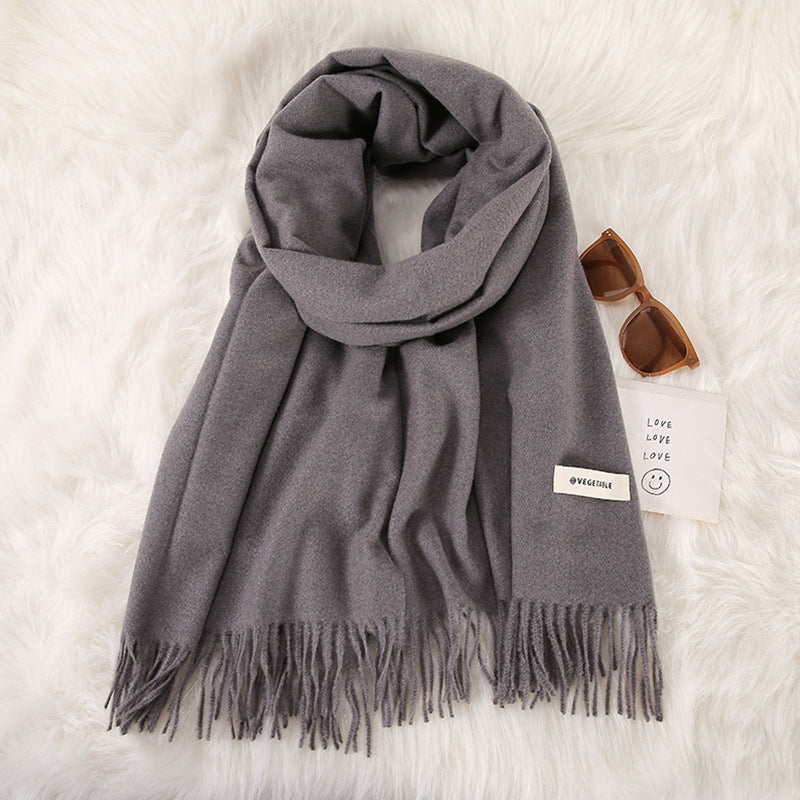 Women's Stylish Double-Sided Cashmere Tassel Scarf myETYN