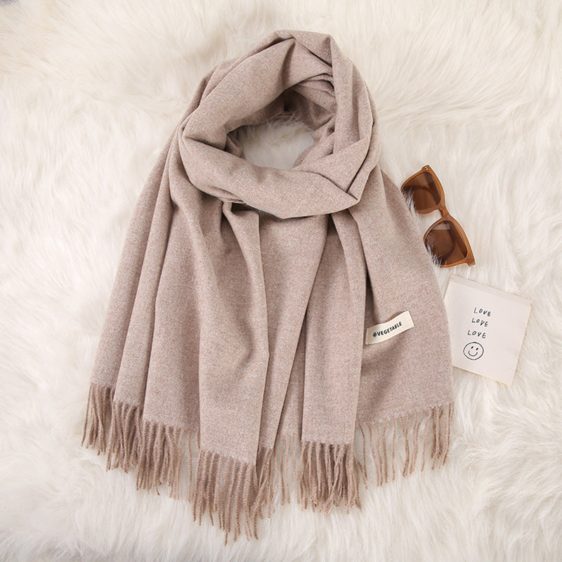 Women's Stylish Double-Sided Cashmere Tassel Scarf myETYN