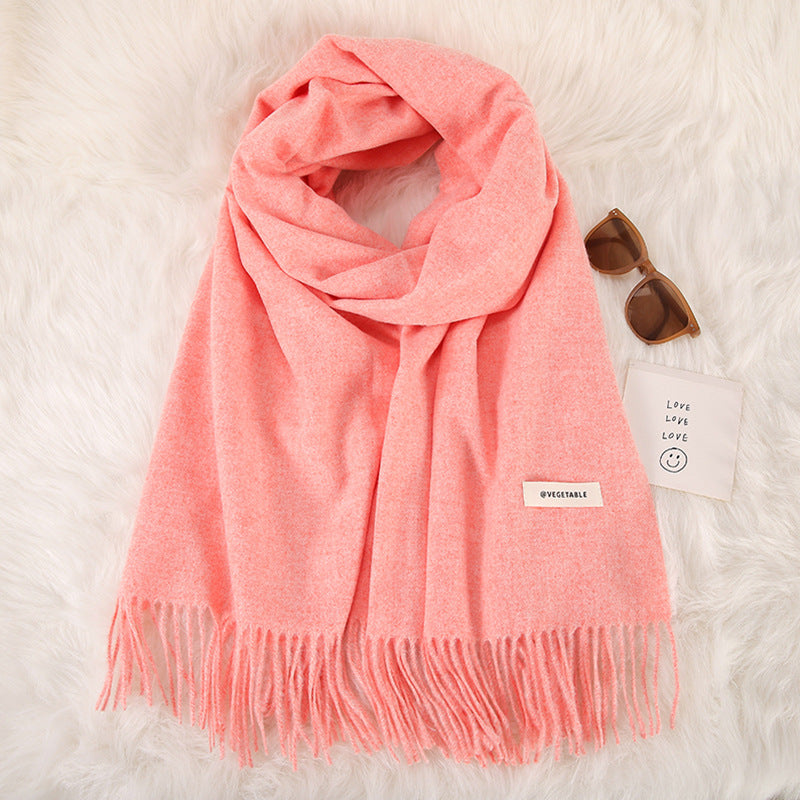 Women's Stylish Double-Sided Cashmere Tassel Scarf myETYN